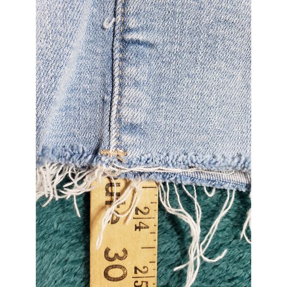 American Eagle Jeans Size 16 Womens Blue Stretch Fray Hem Mid Rise Artist Crop - Picture 9 of 14